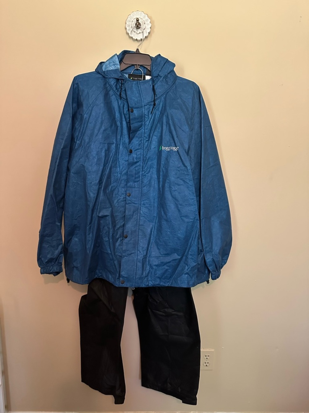 Frogg Toggs Men's Blue Waterproof Hooded Rain Jacket + Pants